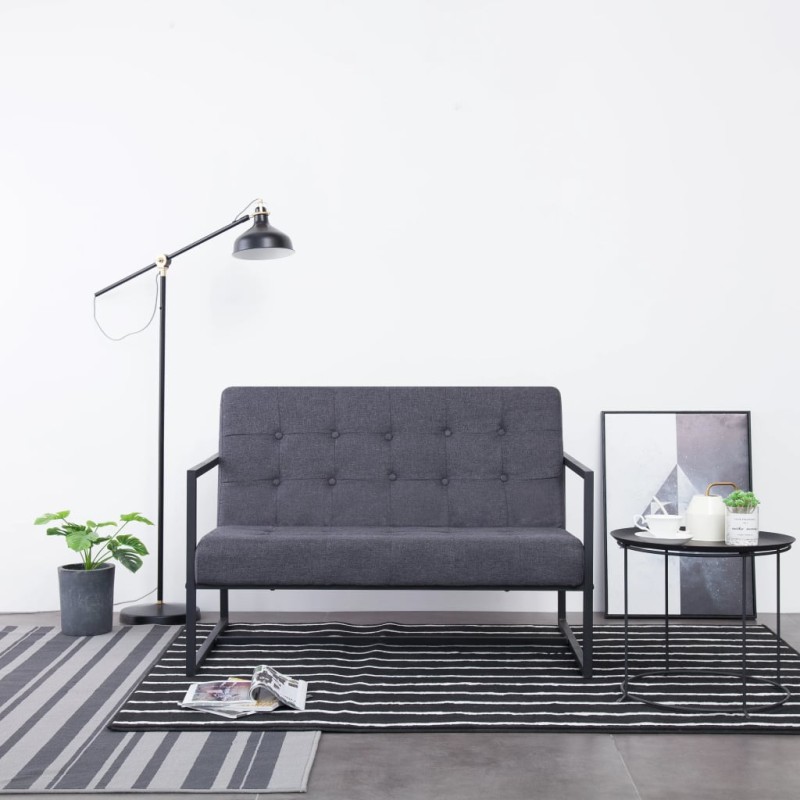 vidaXL 2-Sitzer-Sofa mit Armlehnen Dunkelgrau Stahl und Stoff vidaXL 2-Sitzer-Sofa mit Armlehnen Dunkelgrau Stahl und Stoff