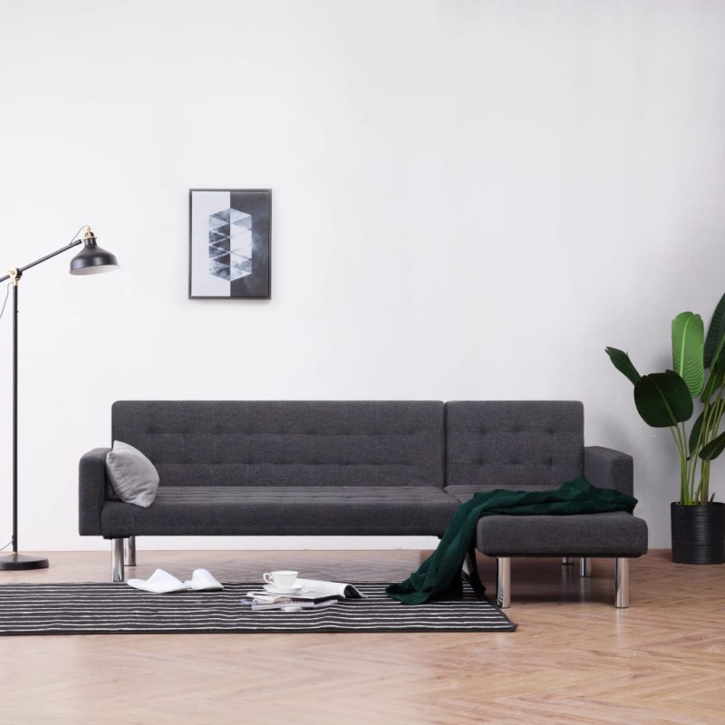 vidaXL L-förmiges Schlafsofa Dunkelgrau Polyester vidaXL L-förmiges Schlafsofa Dunkelgrau Polyester
