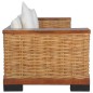 vidaXL 3-Sitzer-Sofa mit Auflagen Braun Natur Rattan vidaXL 3-Sitzer-Sofa mit Auflagen Braun Natur Rattan