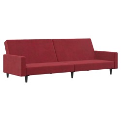vidaXL Schlafsofa 2-Sitzer Weinrot Samt