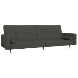 vidaXL Schlafsofa 2-Sitzer mit 2 Kissen Dunkelgrau Samt