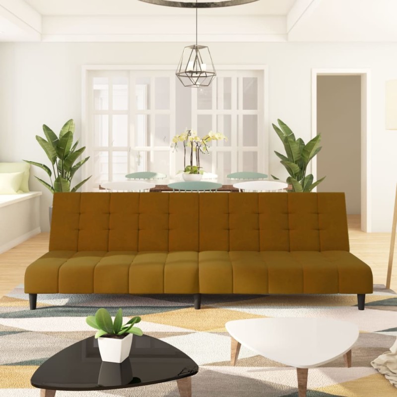 vidaXL Schlafsofa 2-Sitzer Braun Samt vidaXL Schlafsofa 2-Sitzer Braun Samt