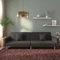 vidaXL Schlafsofa 2-Sitzer mit 2 Kissen Schwarz Stoff  