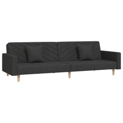 vidaXL Schlafsofa 2-Sitzer mit 2 Kissen Schwarz Stoff  