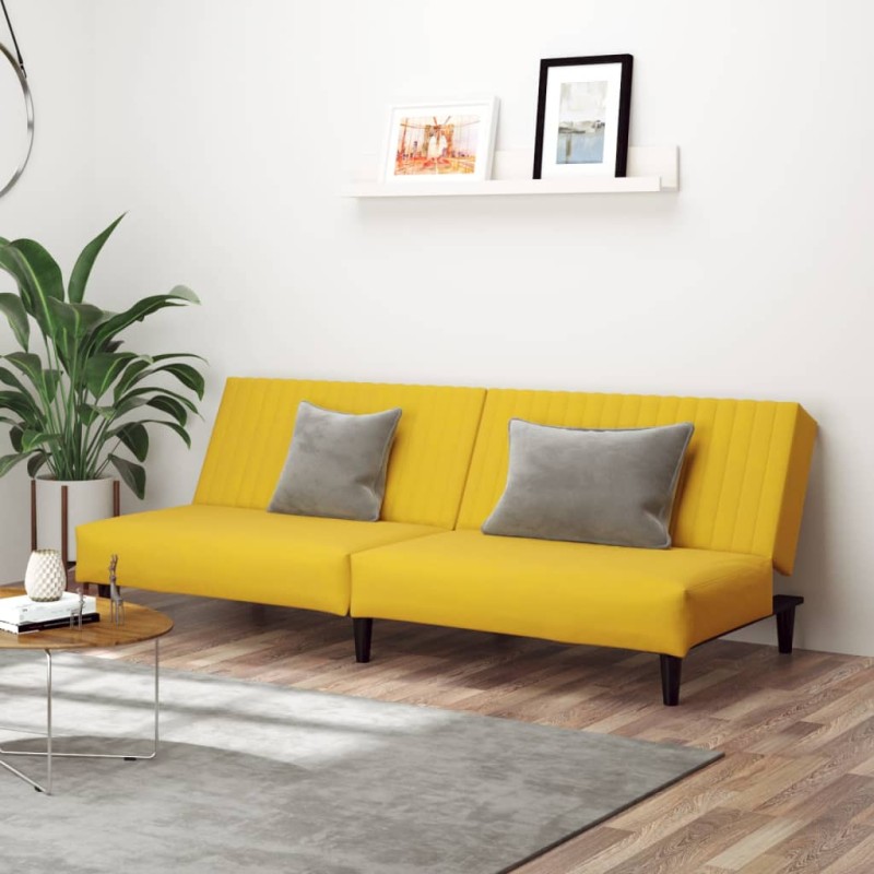 vidaXL Schlafsofa 2-Sitzer Gelb Samt vidaXL Schlafsofa 2-Sitzer Gelb Samt
