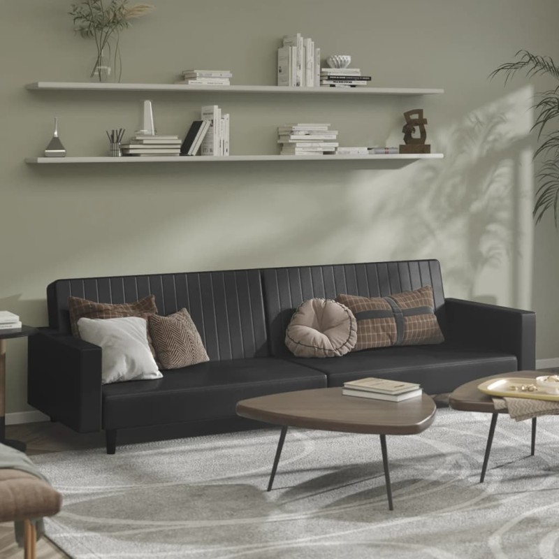 vidaXL Schlafsofa 2-Sitzer Schwarz Kunstleder vidaXL Schlafsofa 2-Sitzer Schwarz Kunstleder