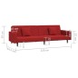 vidaXL Schlafsofa 2-Sitzer mit 2 Kissen Weinrot Samt vidaXL Schlafsofa 2-Sitzer mit 2 Kissen Weinrot Samt