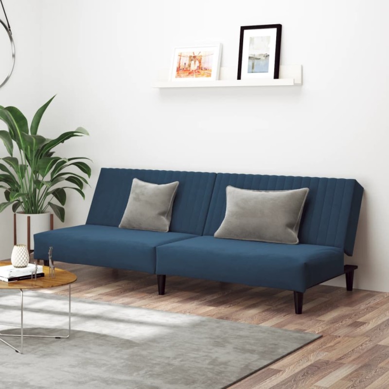 vidaXL Schlafsofa 2-Sitzer Blau Samt vidaXL Schlafsofa 2-Sitzer Blau Samt
