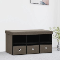 vidaXL Faltbare Sitzbank mit Stauraum Braun 76x38x38 cm Leinenoptik