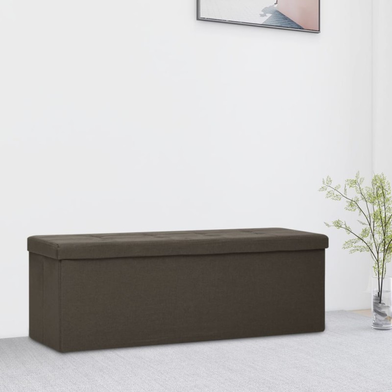 vidaXL Faltbare Sitzbank mit Stauraum Dunkelbraun Leinenoptik vidaXL Faltbare Sitzbank mit Stauraum Dunkelbraun Leinenoptik