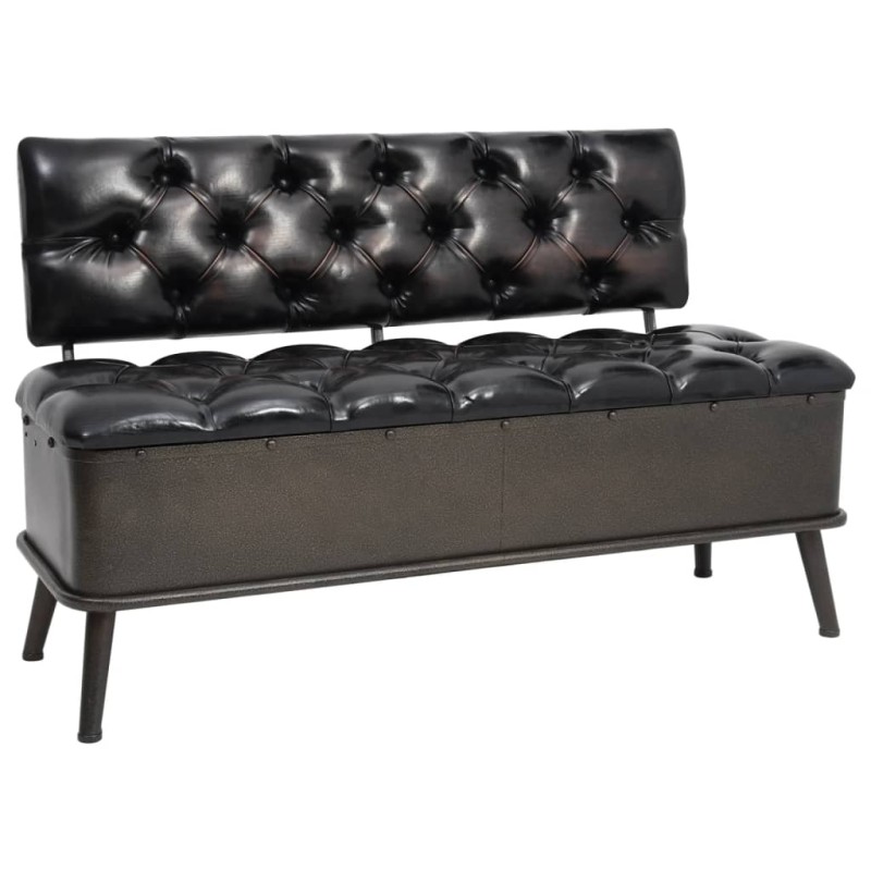 vidaXL Sitzbank mit Stauraum und Rückenlehne 110cm Schwarz Kunstleder vidaXL Sitzbank mit Stauraum und Rückenlehne 110cm Schwarz Kunstleder