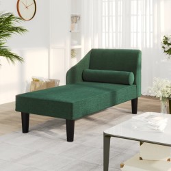 vidaXL Chaiselongue mit Nackenrolle Dunkelgrün Stoff