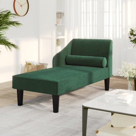 vidaXL Chaiselongue mit Nackenrolle Dunkelgrün Stoff