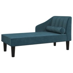 vidaXL Chaiselongue mit Nackenrolle Blau Samt