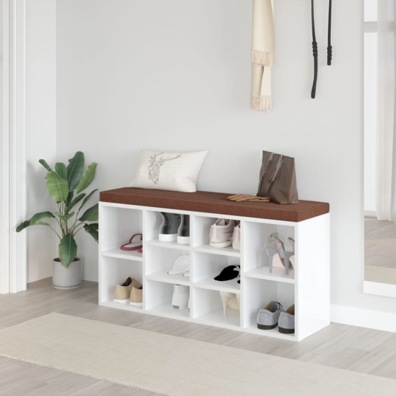 vidaXL Schuhbank Hochglanz-Weiß 103x30x48 cm Holzwerkstoff vidaXL Schuhbank Hochglanz-Weiß 103x30x48 cm Holzwerkstoff