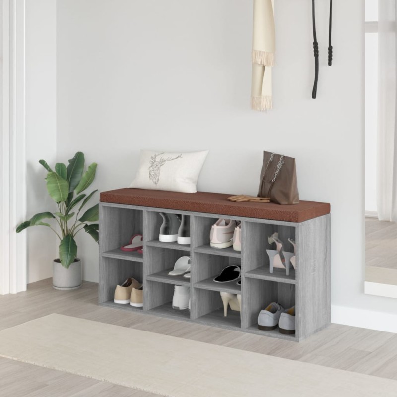 vidaXL Schuhbank Grau Sonoma 103x30x48 cm Holzwerkstoff vidaXL Schuhbank Grau Sonoma 103x30x48 cm Holzwerkstoff