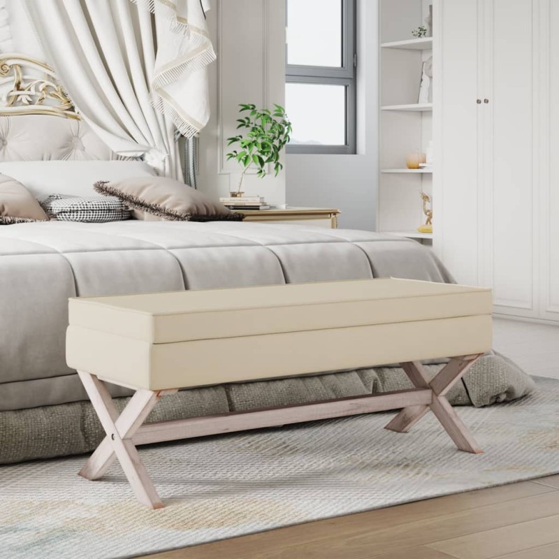 vidaXL Hocker mit Stauraum Beige 110x45x49 cm Leinen vidaXL Hocker mit Stauraum Beige 110x45x49 cm Leinen