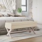 vidaXL Hocker mit Stauraum Beige 110x45x49 cm Leinen vidaXL Hocker mit Stauraum Beige 110x45x49 cm Leinen