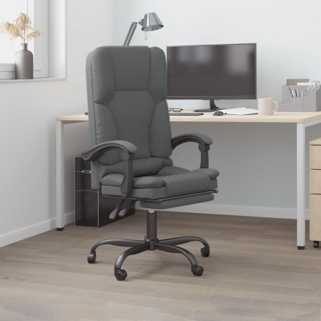 vidaXL Bürostuhl mit Massagefunktion Dunkelgrau Stoff