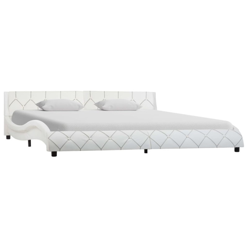 vidaXL Bettgestell Weiß Kunstleder 180x200 cm vidaXL Bettgestell Weiß Kunstleder 180x200 cm