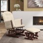 vidaXL Schaukelsessel mit Hocker Gleitend Cremeweiß Stoff vidaXL Schaukelsessel mit Hocker Gleitend Cremeweiß Stoff