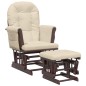 vidaXL Schaukelsessel mit Hocker Gleitend Cremeweiß Stoff vidaXL Schaukelsessel mit Hocker Gleitend Cremeweiß Stoff
