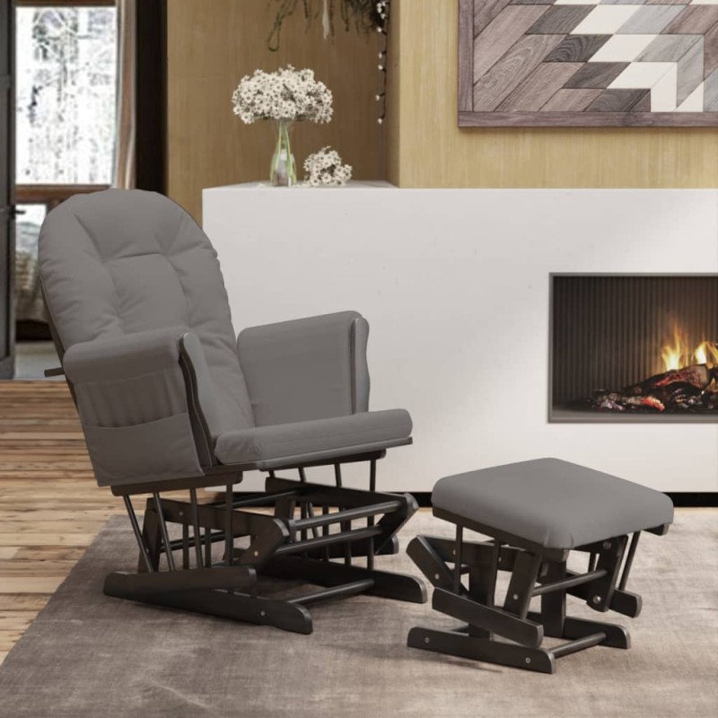 vidaXL Schaukelsessel mit Hocker Gleitend Dunkelgrau Stoff vidaXL Schaukelsessel mit Hocker Gleitend Dunkelgrau Stoff