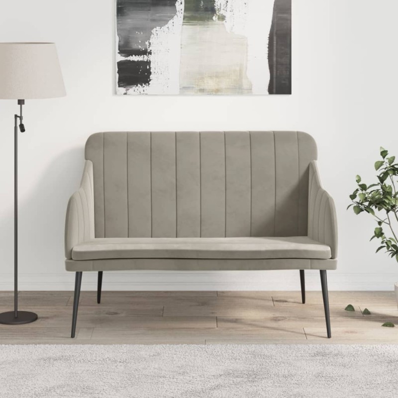vidaXL Sitzbank Hellgrau 110x76x80 cm Samt vidaXL Sitzbank Hellgrau 110x76x80 cm Samt