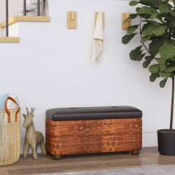 vidaXL Sitzbänke mit Stauraum und Kissen in Braun 2 Stk. 69 cm Rohrkolben