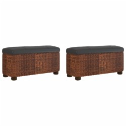 vidaXL Sitzbänke mit Stauraum und Kissen in Braun 2 Stk. 69 cm Rohrkolben