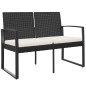 vidaXL Gartenbank 2-Sitzer mit Kissen Schwarz PP-Rattan vidaXL Gartenbank 2-Sitzer mit Kissen Schwarz PP-Rattan