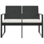 vidaXL Gartenbank 2-Sitzer mit Kissen Schwarz PP-Rattan vidaXL Gartenbank 2-Sitzer mit Kissen Schwarz PP-Rattan