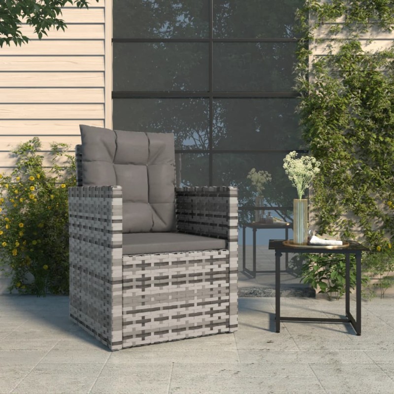 vidaXL Gartensessel mit Kissen Grau Poly Rattan vidaXL Gartensessel mit Kissen Grau Poly Rattan