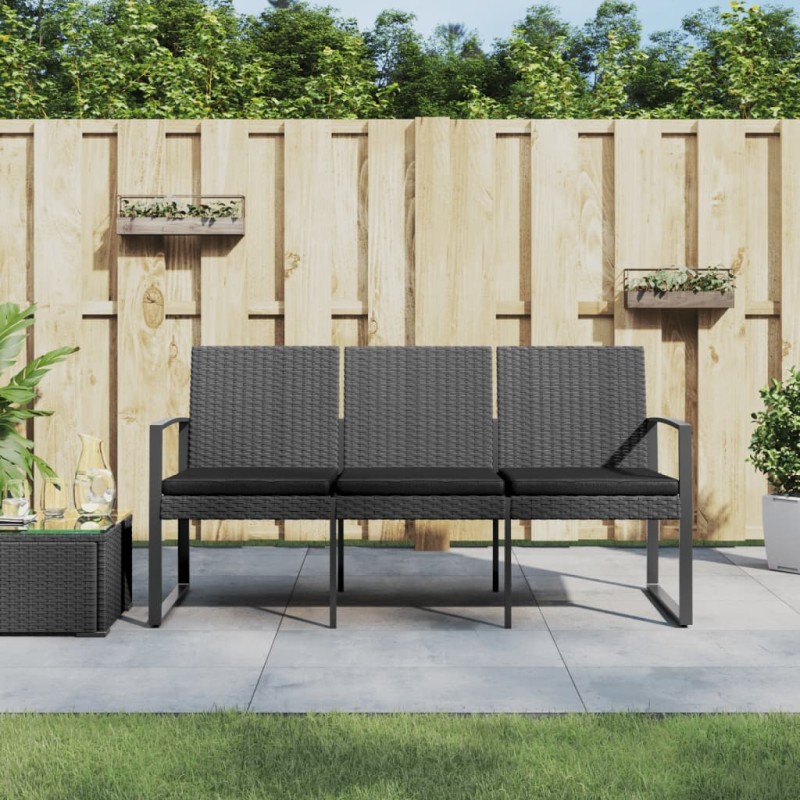 vidaXL Gartenbank 3-Sitzer mit Kissen Dunkelgrau PP-Rattan vidaXL Gartenbank 3-Sitzer mit Kissen Dunkelgrau PP-Rattan