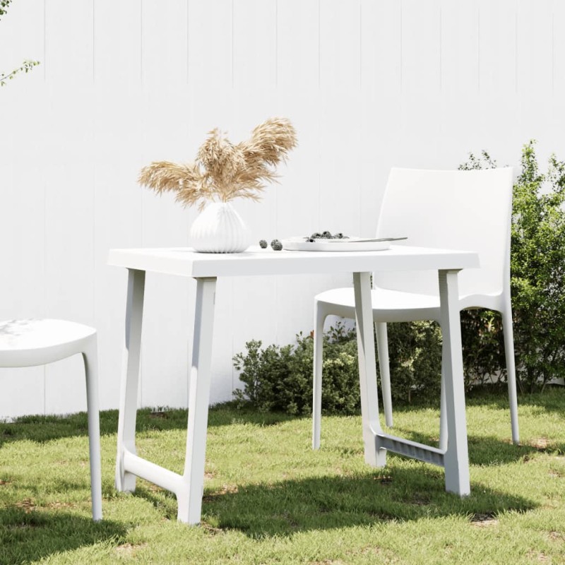 vidaXL Campingtisch Weiß 79x56x64 cm PP Holzoptik vidaXL Campingtisch Weiß 79x56x64 cm PP Holzoptik