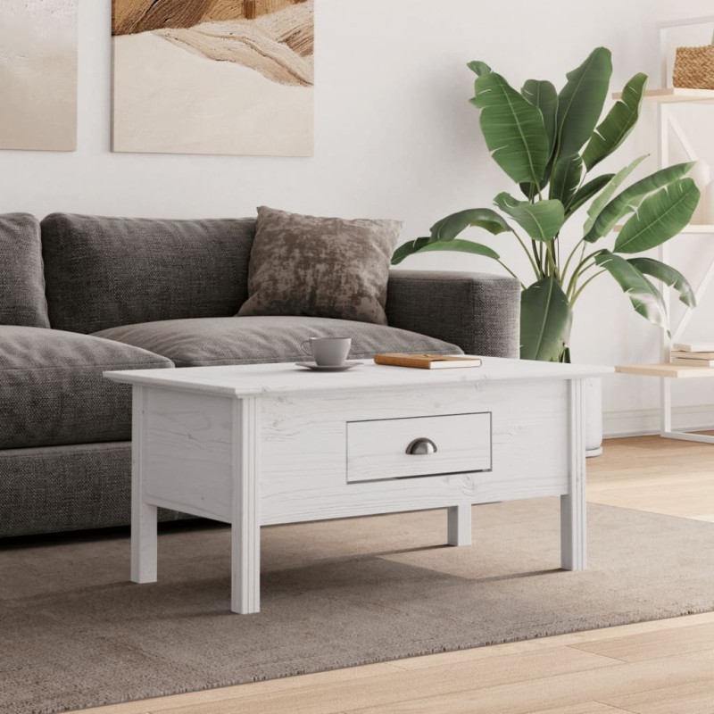 vidaXL Couchtisch BODO Weiß 100x55x45 cm Massivholz Kiefer vidaXL Couchtisch BODO Weiß 100x55x45 cm Massivholz Kiefer