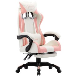 vidaXL Gaming-Stuhl mit Fußstütze Rosa und Weiß Kunstleder 