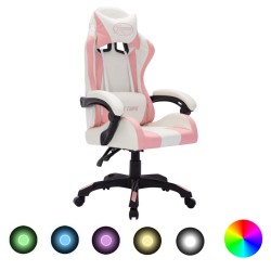 vidaXL Gaming-Stuhl mit RGB LED-Leuchten Rosa und Schwarz Kunstleder 