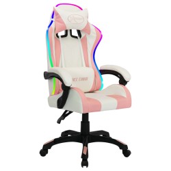 vidaXL Gaming-Stuhl mit RGB LED-Leuchten Rosa und Schwarz Kunstleder 