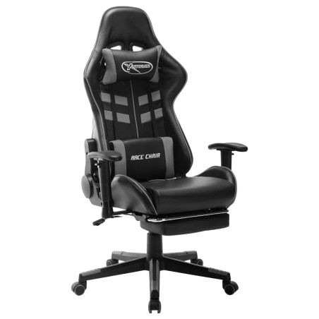 vidaXL Gaming-Stuhl mit Fußstütze Schwarz und Grau Kunstleder