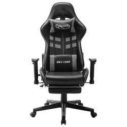 vidaXL Gaming-Stuhl mit Fußstütze Schwarz und Grau Kunstleder