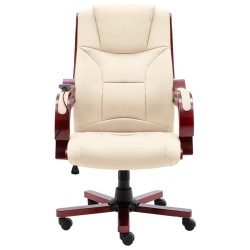 vidaXL Massage-Bürostuhl Creme Echtleder