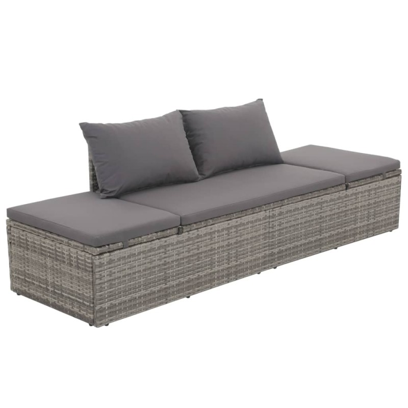 vidaXL Gartenbett Grau 195×60 cm Poly Rattan vidaXL Gartenbett Grau 195×60 cm Poly Rattan