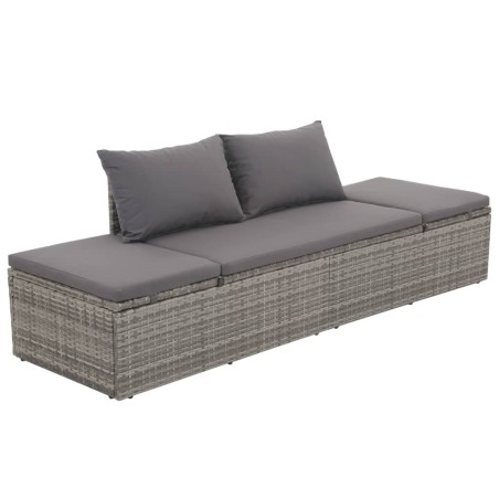 vidaXL Gartenbett Grau 195×60 cm Poly Rattan