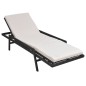 vidaXL Sonnenliege mit Auflage Poly Rattan Schwarz vidaXL Sonnenliege mit Auflage Poly Rattan Schwarz