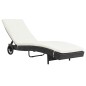 vidaXL Sonnenliege mit Rollen und Auflage Poly Rattan Schwarz vidaXL Sonnenliege mit Rollen und Auflage Poly Rattan Schwarz