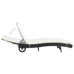 vidaXL Sonnenliege mit Rollen und Auflage Poly Rattan Schwarz