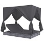 vidaXL Outdoor-Lounge-Bett mit Vorhängen Poly Rattan Grau vidaXL Outdoor-Lounge-Bett mit Vorhängen Poly Rattan Grau