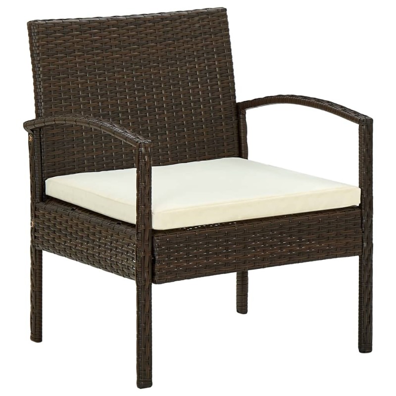 vidaXL Gartenstuhl mit Kissen Poly Rattan Braun vidaXL Gartenstuhl mit Kissen Poly Rattan Braun