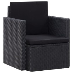 vidaXL Gartensessel mit Auflagen Poly Rattan Schwarz